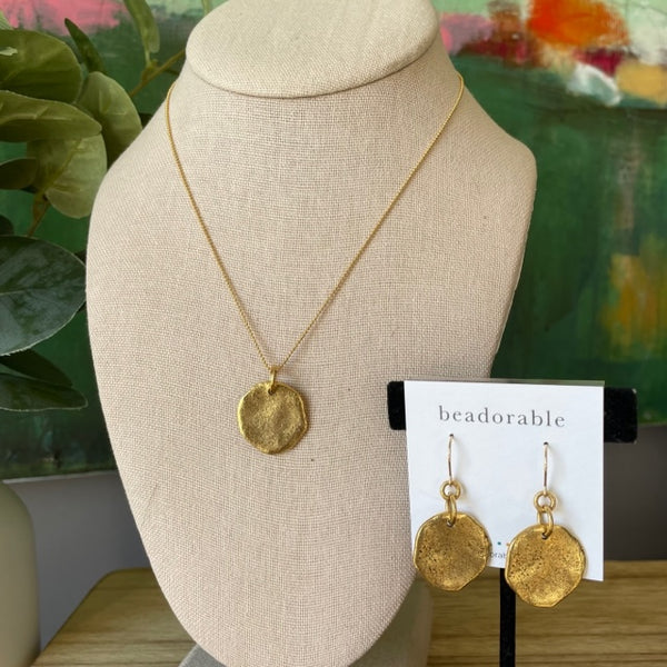 Chain Necklace - Brushed Disc Pendant