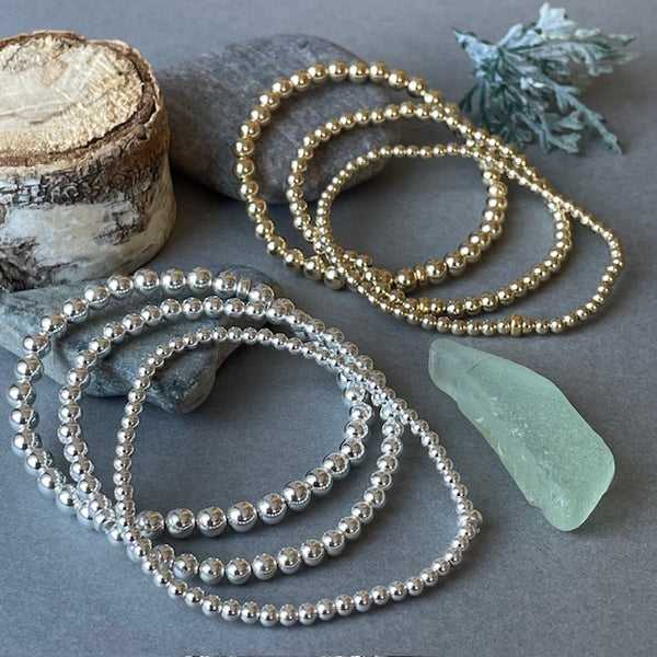 Gold and Silver Beaded Bracelets