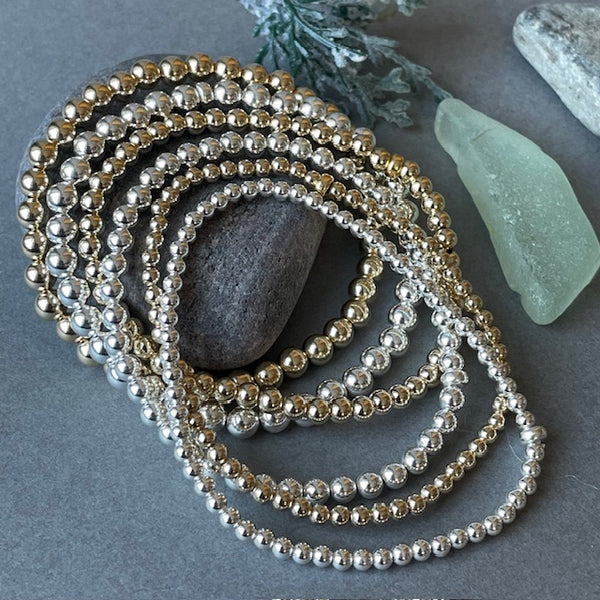 Gold and Silver Beaded Bracelets