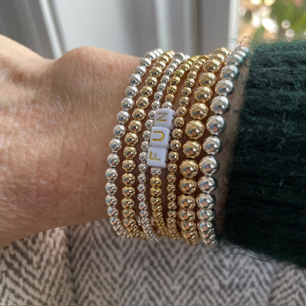 Gold and Silver Beaded Bracelets