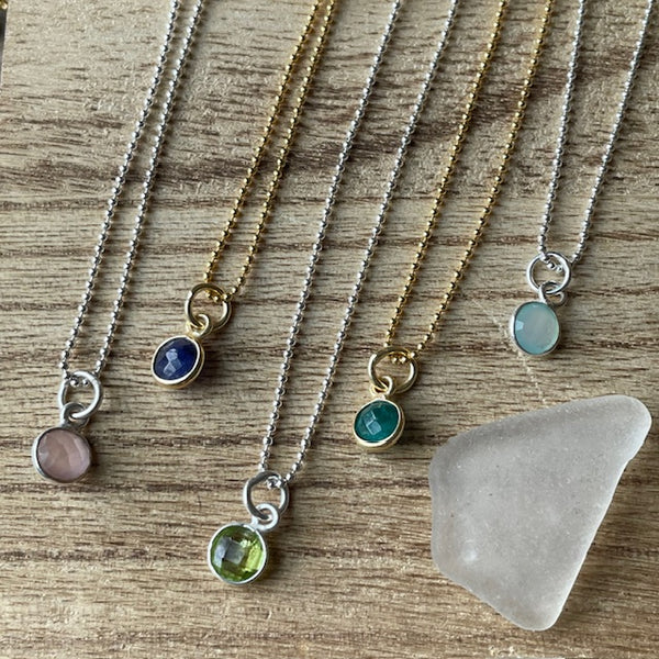 Mini Gemstone Charm - Chain Necklace