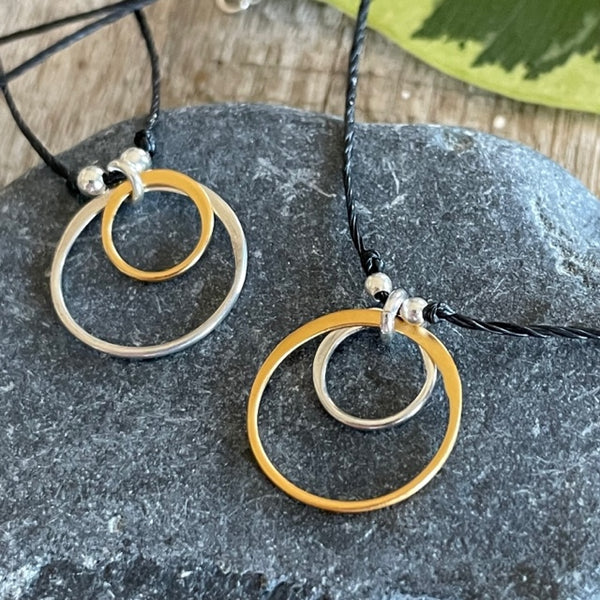 Gore-tex Necklace - Mixed Metal Circles