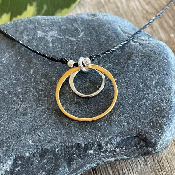 Gore-tex Necklace - Mixed Metal Circles