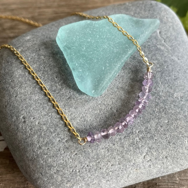 Amethyst Beaded Bar - February