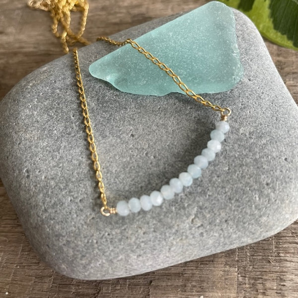 Aquamarine Beaded Bar  - March