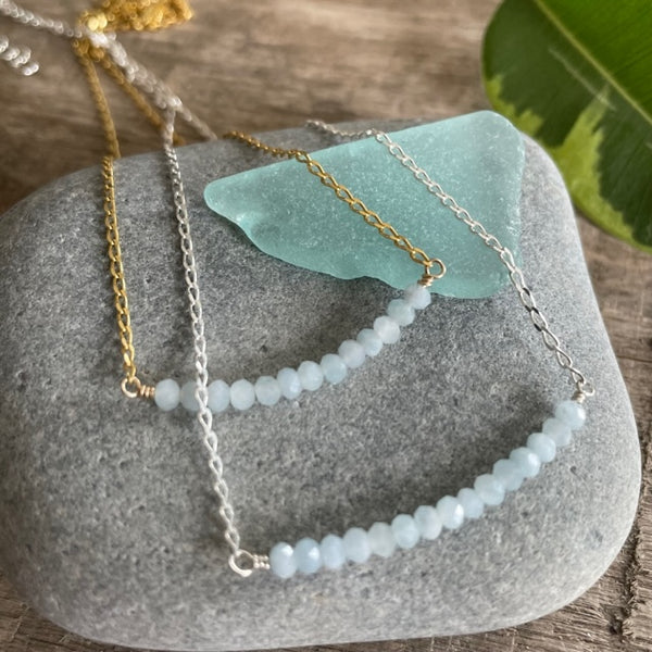 Aquamarine Beaded Bar  - March
