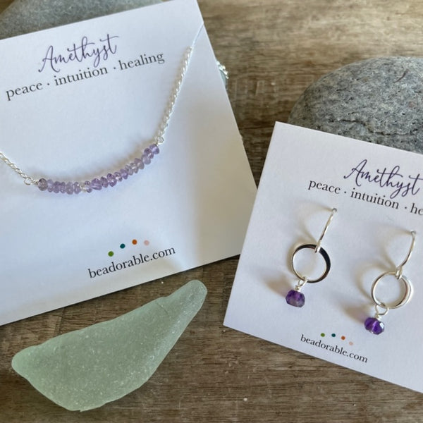 Amethyst Beaded Bar - February