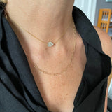 Rough Gemstone Choker/Necklace  - Silver Chain