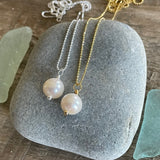 Simple Pearl on a Shimmering Silver Chain