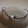 Leather - Choker Necklace with Pearl